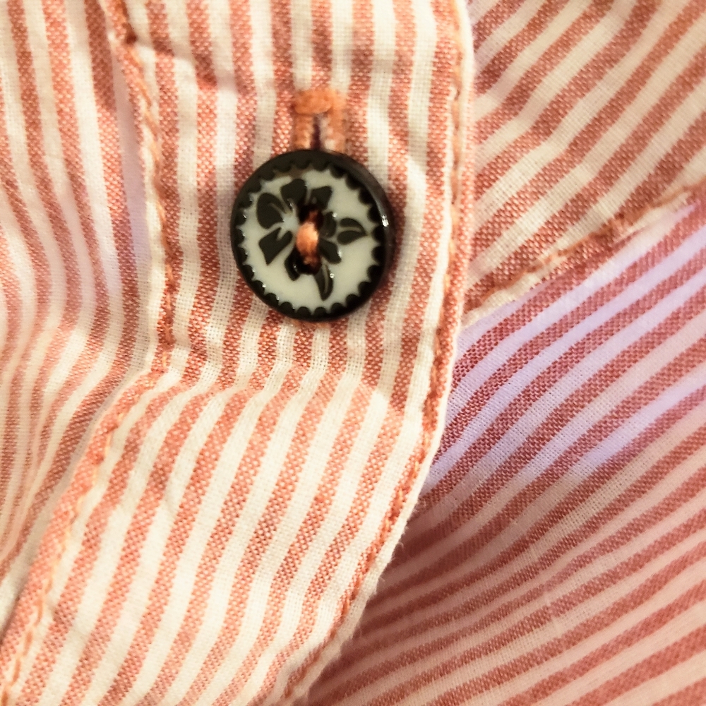 American Rag Cie Peach Button Down Shirt Medium - Picture 4 of 10